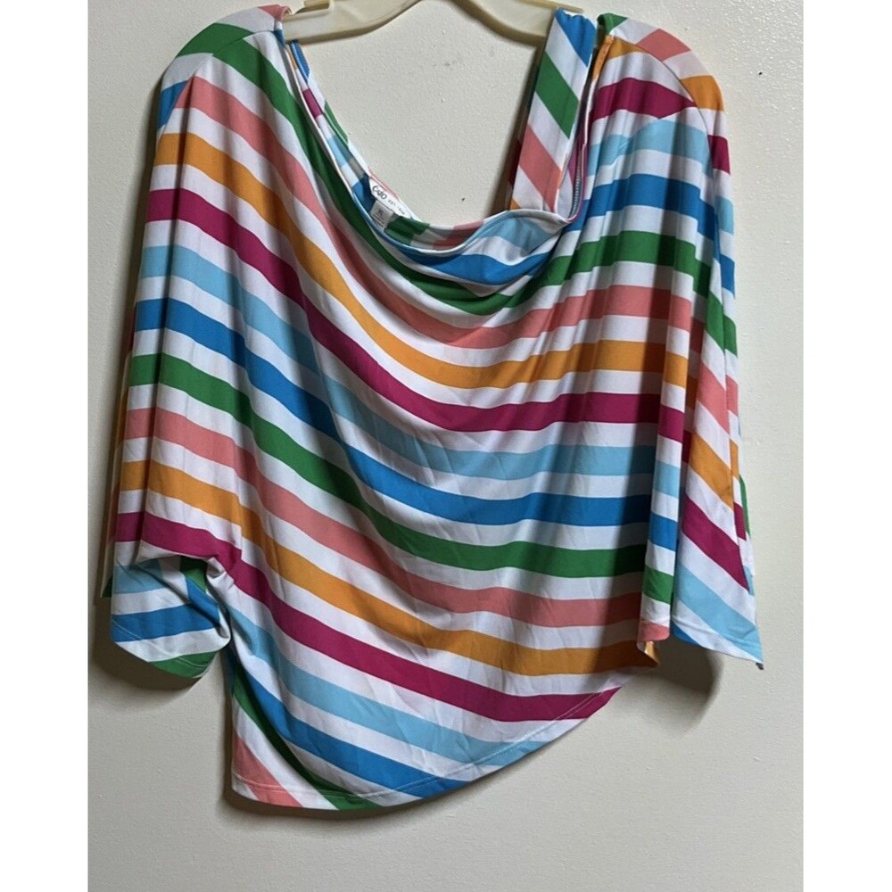 Cato Paisley Cold Shoulder Cropped Blouse Women's Sz XL Multicolor Short Sleeve